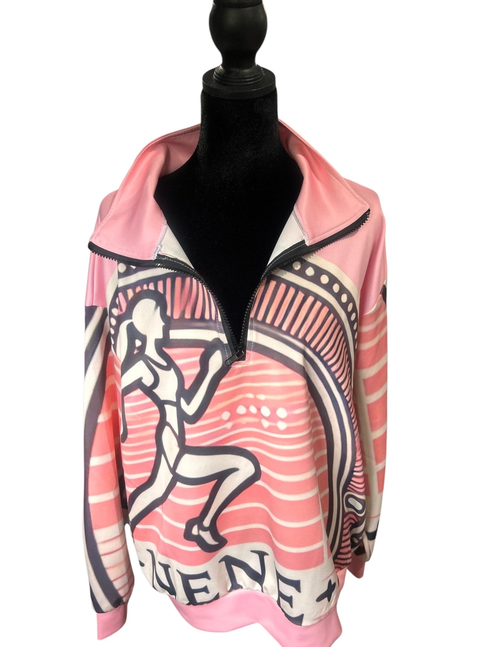 Pink Graphic Quarter-Zip Pullover Jacket